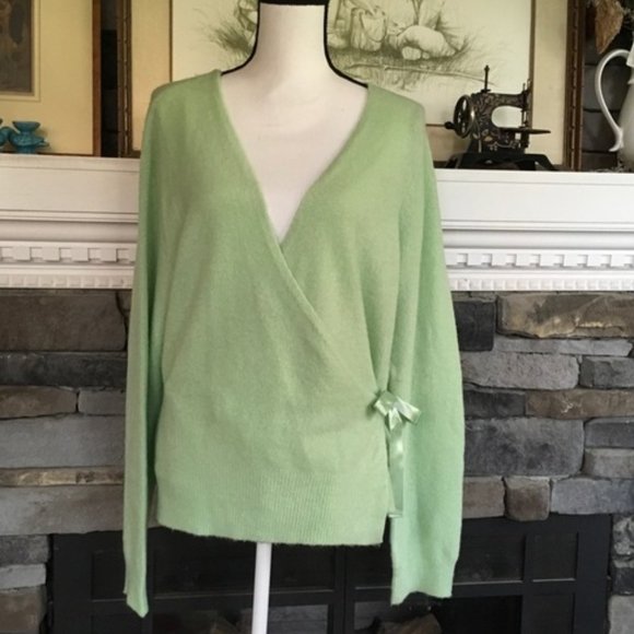 New York & Company Sweaters - NY&Co ballet wrap sweater, celery green, ribboned